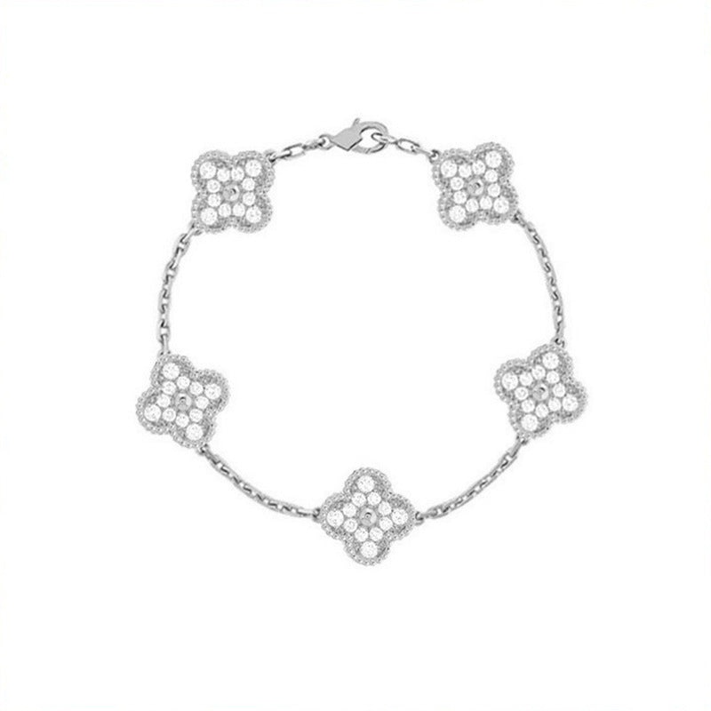 High-End Four Leaf Clover Bracelet in Titanium Steel