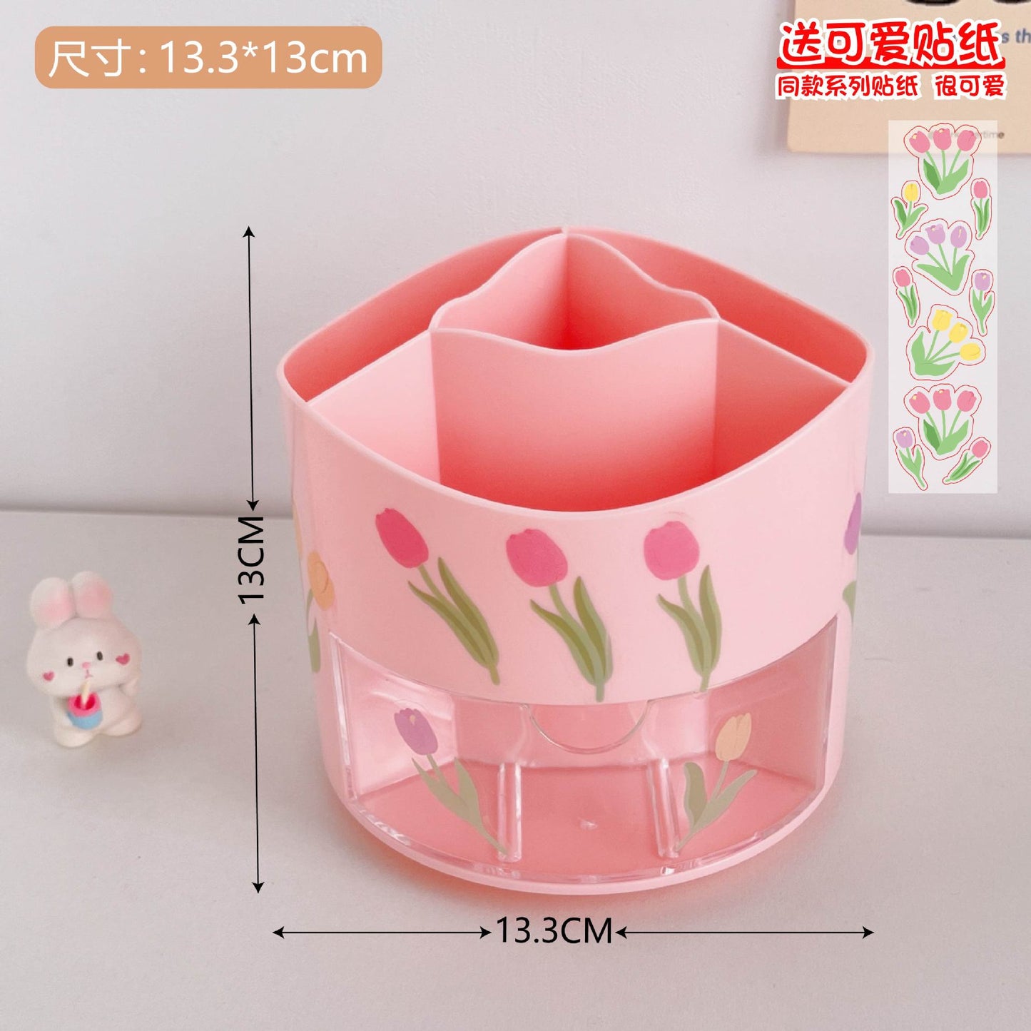 Large Capacity Rotating Pen Holder for Desk Organizer